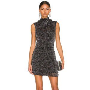 NEW ALLSAINTS Tia Metallic Mini Dress in Gunmetal Black Glitter Silver Size 2 XS